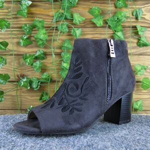 Andrew Geller Spinda Women's Gray Textile Peep Toe Booties Side Zip‎ 5.5M